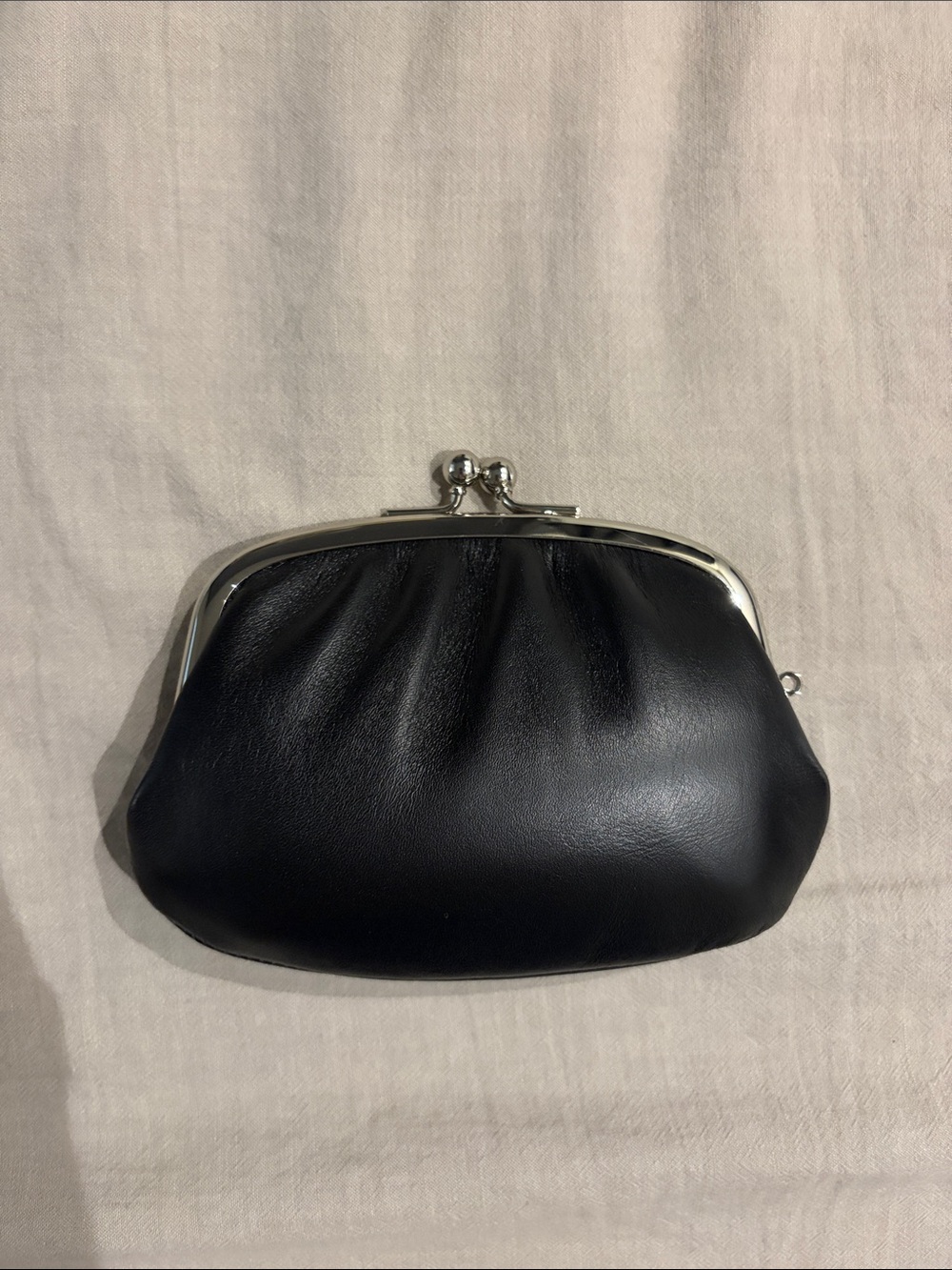 Matsunoya Black Calf Leather Kiss-Lock Clutch Wallet (made in Japan)
